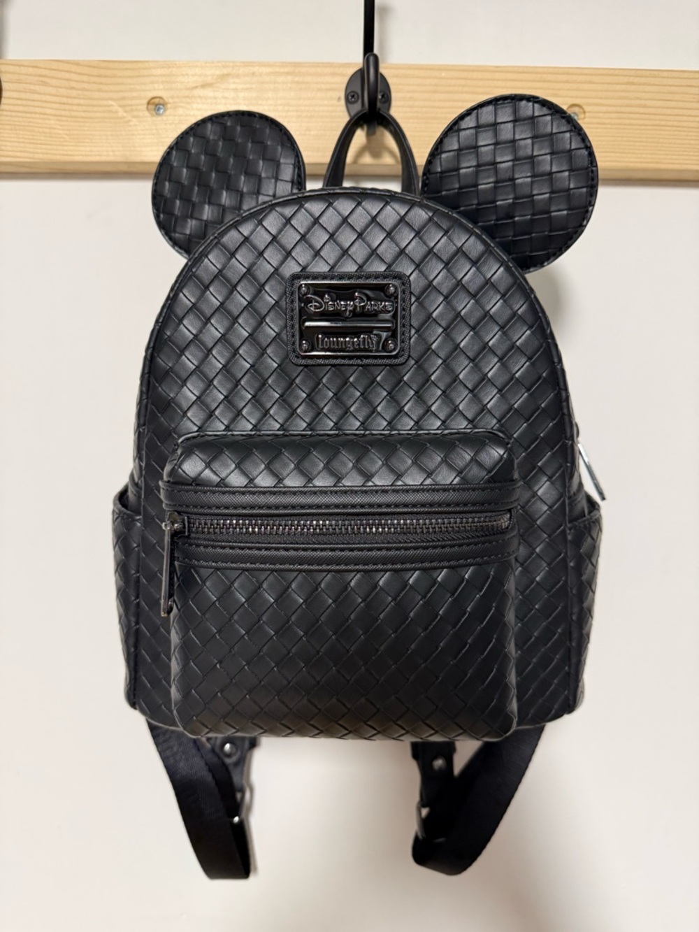 Loungefly Black Woven Mini Backpack with Ear Silhouette